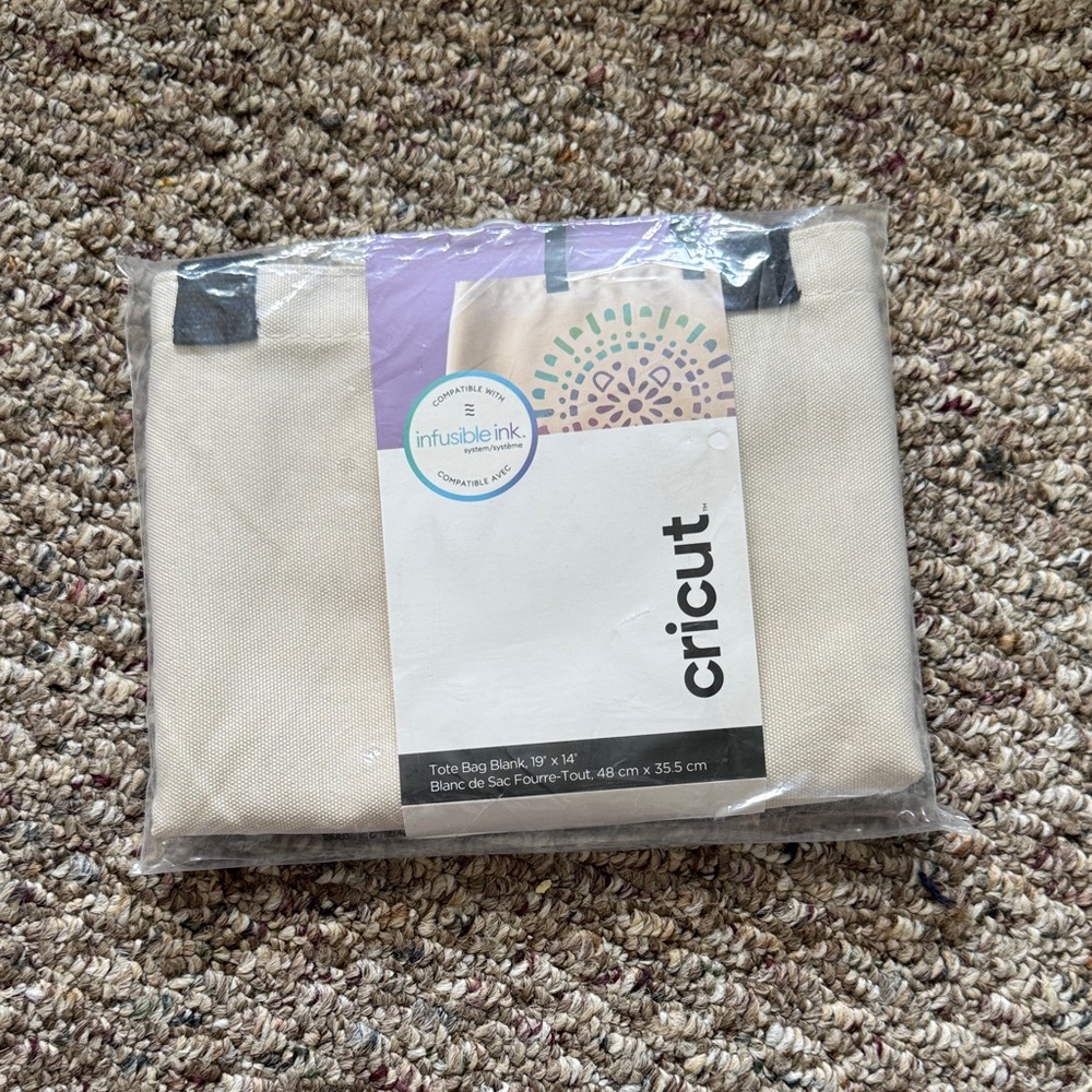 Cricut Canvas Tote Bag - Cream Body with Black Handles